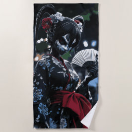 Toalla De Playa Mujer de Máscara de Kitsune Oscura Arte Japonés No