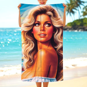 Toalla De Playa Mujer de verano de los 80