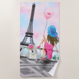 Toalla De Playa Mujer En La Torre Eiffel De La Playa De París