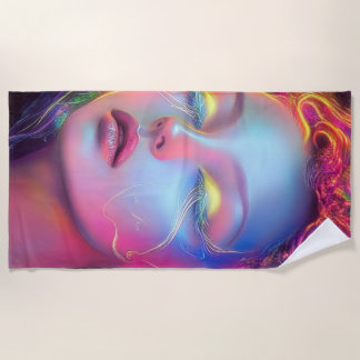 Toalla De Playa Mujer extranjera con pelo cósmico