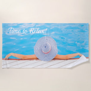 Toalla De Playa mujer fotográfica Personalizado relajándose en la
