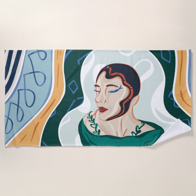 Toalla De Playa Mujer serpiente - Mujer cabeza de serpiente (Anverso)