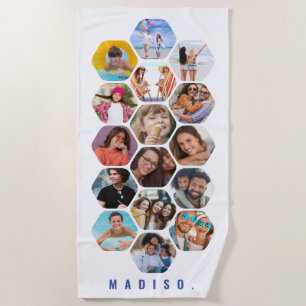 Toalla De Playa MultiCollage de fotos simple moderno personalizado