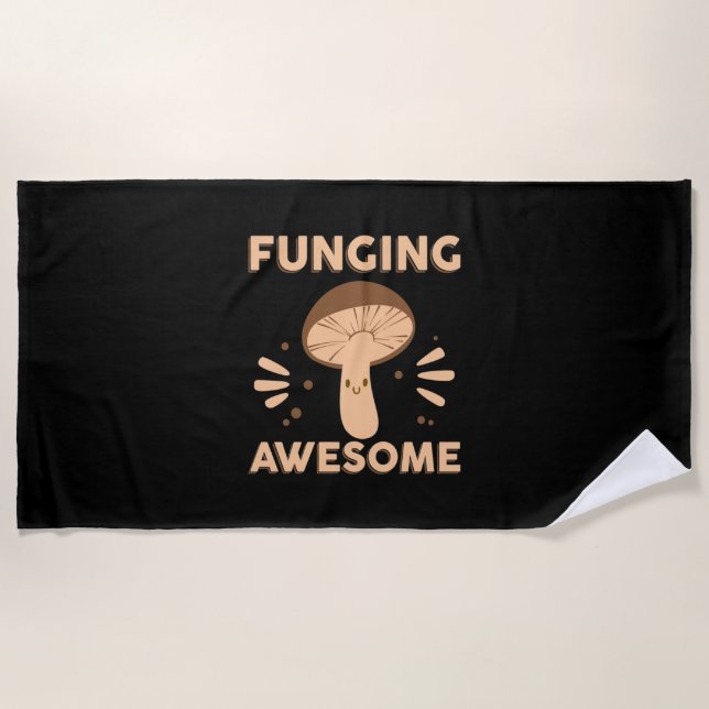 Toalla De Playa Mushroom Hunter Funginf Awesome (Anverso)