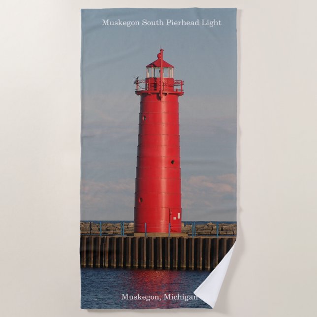 Toalla de playa Muskegon South Pierhead Light (Anverso)