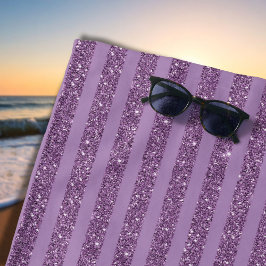 Toalla De Playa Muted Mulberry Glitter Style Horizontal Stripes