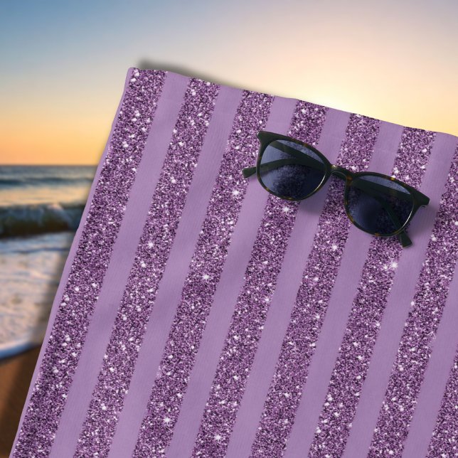 Toalla De Playa Muted Mulberry Glitter Style Horizontal Stripes (Subido por el creador)
