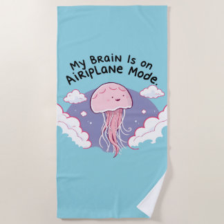 Toalla De Playa My Brain Airplane Mode Funny Jellyfish Brain Fog