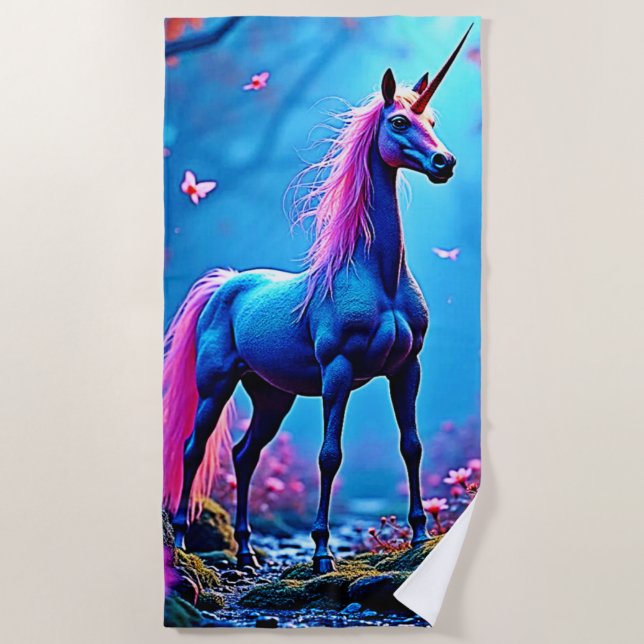 Toalla De Playa Mystical Fantasy Unicorn Art (Anverso)