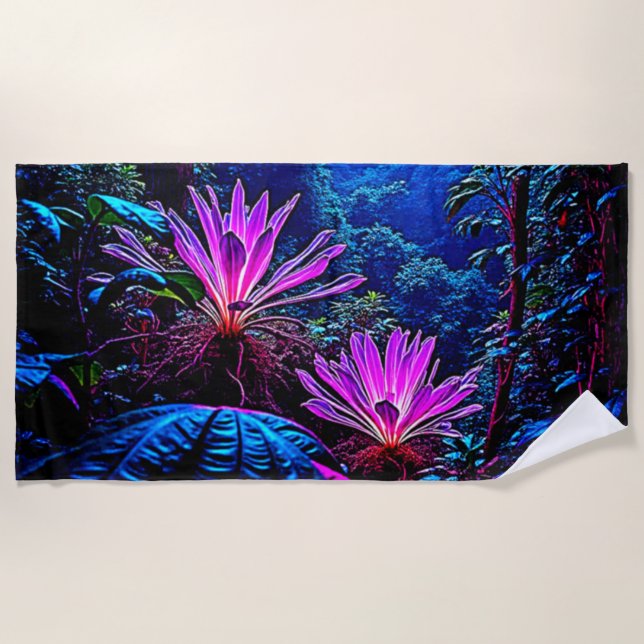 Toalla De Playa Mystical Glowing Jungle Bloom Design (Anverso)