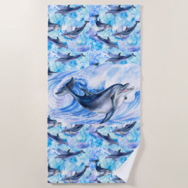 Toalla De Playa Nadando Con Los Delfines