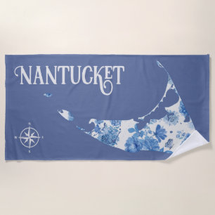 Toalla de playa Nantucket azul y blanco