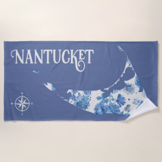 Toalla de playa Nantucket azul y blanco