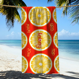 Toalla de playa naranja amarillo rebanada de limón