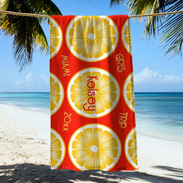Toalla de playa naranja amarillo rebanada de limón (Subido por el creador)