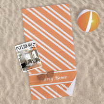 Naranja brillante y franjas blancas personalizadas
