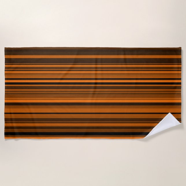 Toalla De Playa Naranja Brown Black Stripes (Anverso)
