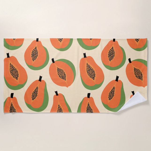 Toalla De Playa Naranja cálido de Papaya tropical (Anverso)