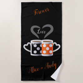 Toalla De Playa Naranja + color café negro Diseño a la moda ART PO
