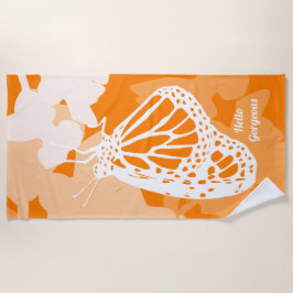 Toalla De Playa Naranja divertido Hola magnífica mariposa monarca