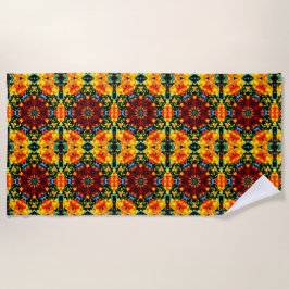 Toalla De Playa Naranja Floral