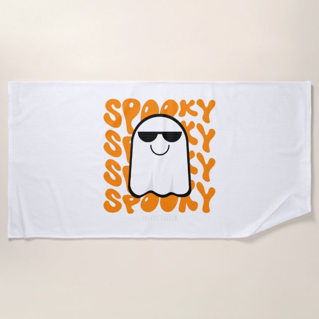 Toalla De Playa Naranja negro Spooky Halloween (Anverso)