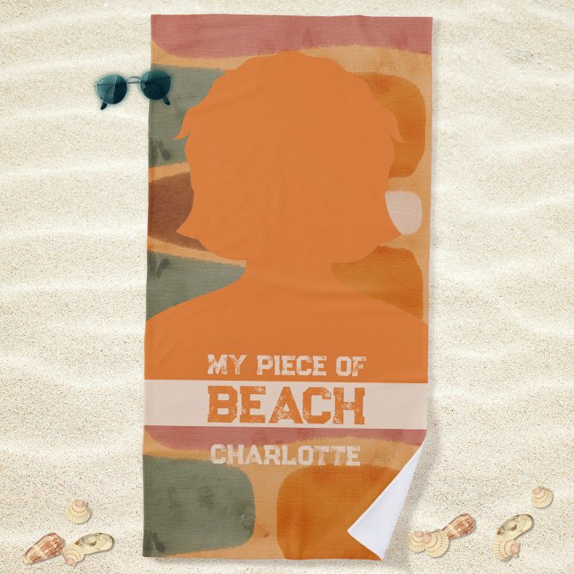 Toalla De Playa Naranja quemado mi pieza de playa geométrica (Burnt Orange My Piece of Beach Geometric Beach Towel  ©Susanne Sachers - Sunny Mind Design 🌞)
