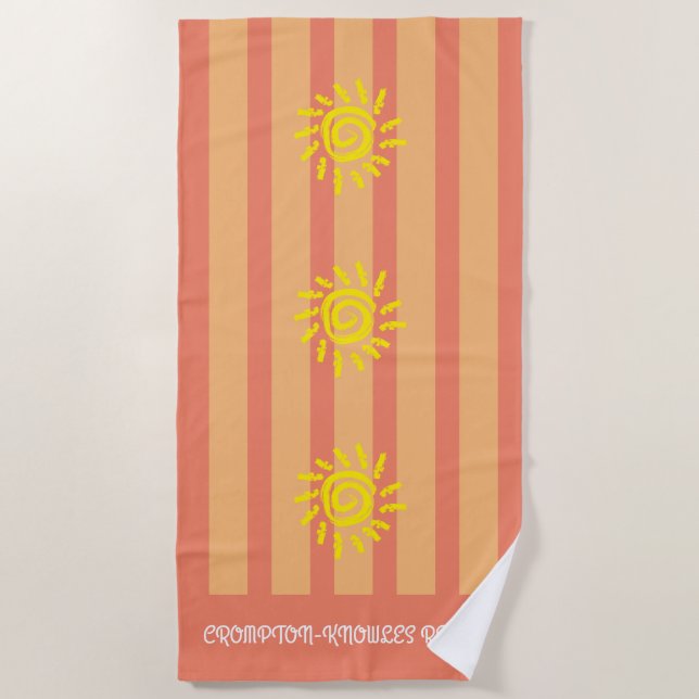 Toalla de playa Naranja rayada Sunshine personaliz (Anverso)