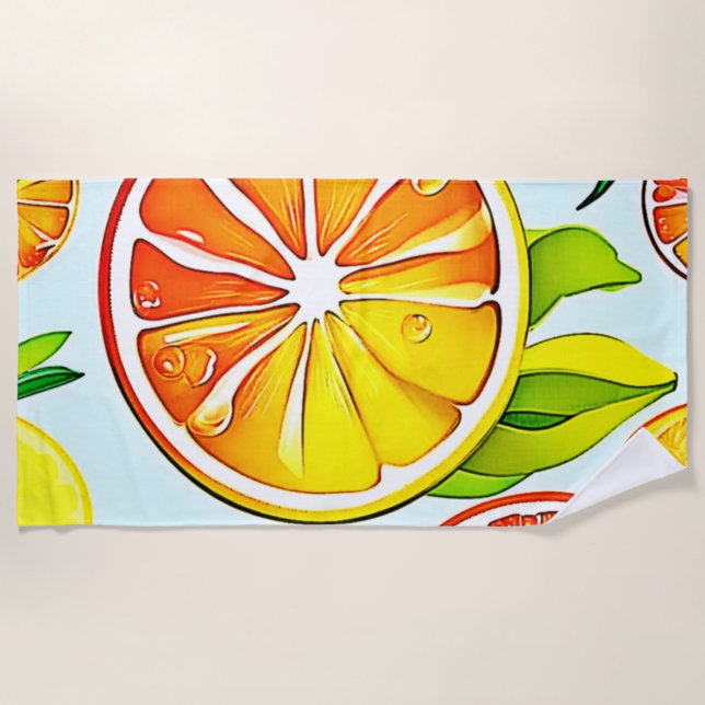 Toalla De Playa Naranja Slice: Arte Citrus (Anverso)