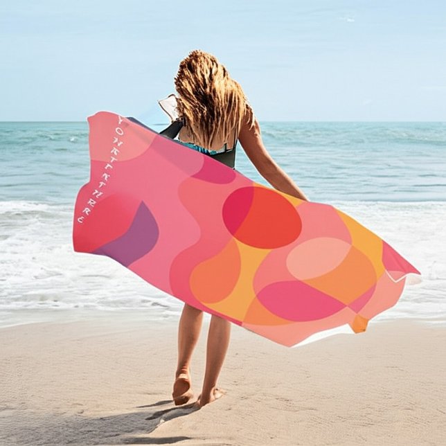 Toalla De Playa Naranja Swirl Pink Resumen Personalizado (Subido por el creador)