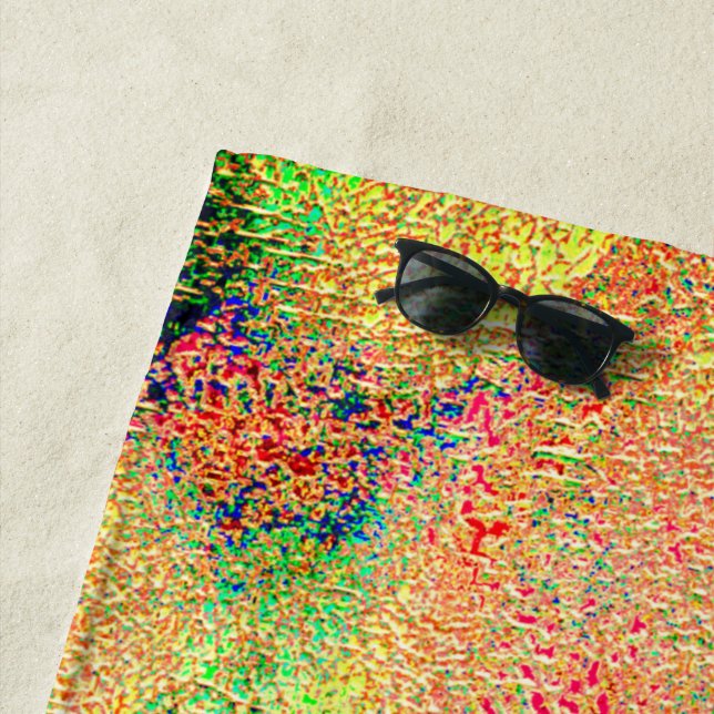 Toalla De Playa Naranja verde estilo de pintura gastada o cuero ar (In situ)