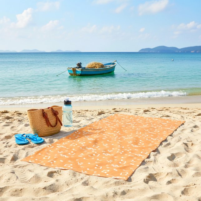 Toalla De Playa Naranja y blanco Musical (Subido por el creador)