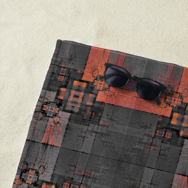 Toalla de playa naranja y gris Crossroads (In situ)