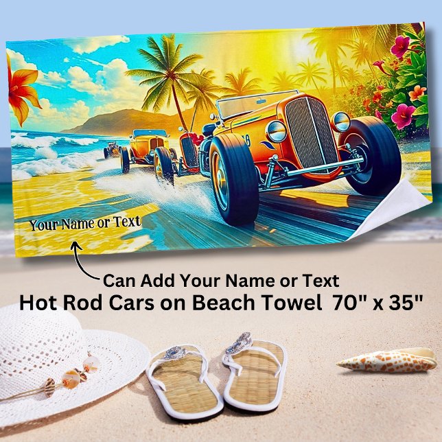 Toalla De Playa Naranjas de Hot Rods en Surf Beach para los amante (Subido por el creador)