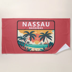 Toalla De Playa Nassau Bahamas retro emblem