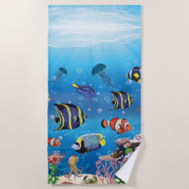 Toalla De Playa Natación de peces tropicales