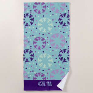 Toalla De Playa Natación sincronizada Aqua y Purple Personalizada
