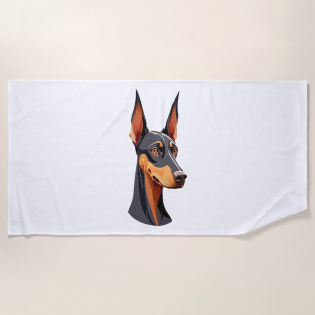 Toalla De Playa Natural Ear Doberman (Anverso)