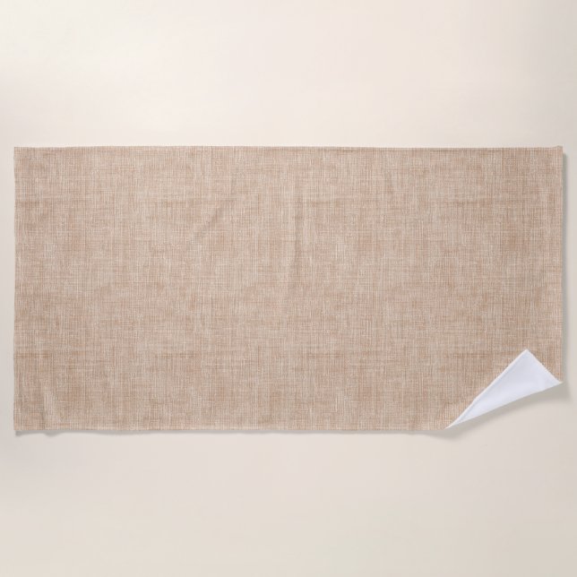 Toalla De Playa Natural Linen Fabric Texture in Warm Beige (Anverso)