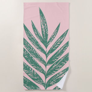 Toalla De Playa Naturaleza botánica Ilustracion tropical verde ros