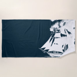 Toalla De Playa Náutica de naves y nubes