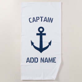 Toalla de playa náutica del ancla del capitán de