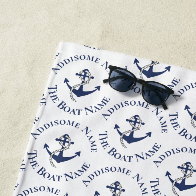 Toalla De Playa Náutica Familia Nautica Nombre Navy Anclaje madera (In situ)