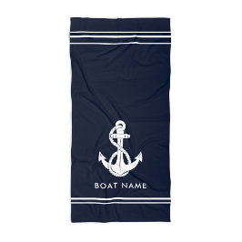 Toalla De Playa Nautical Anchor Bote Nombre Personalizado Azul de