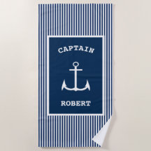 Nautical Anchor Captain Name Stripe