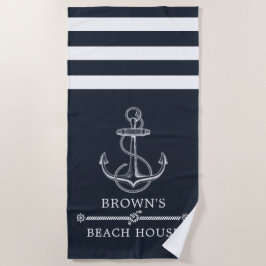 Toalla De Playa Nautical Anchor Family Name Beach Lake House