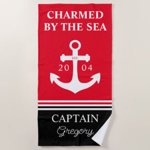 Toalla De Playa Nautical Anchor Nautical Personalizado Nombre Toal