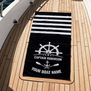 Toalla De Playa Nautical Anchor Oars Paddles Capitán Nombre o Bote