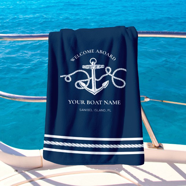 Toalla De Playa Nautical Anchor Rope Nombre del barco Bienvenido a (Subido por el creador)