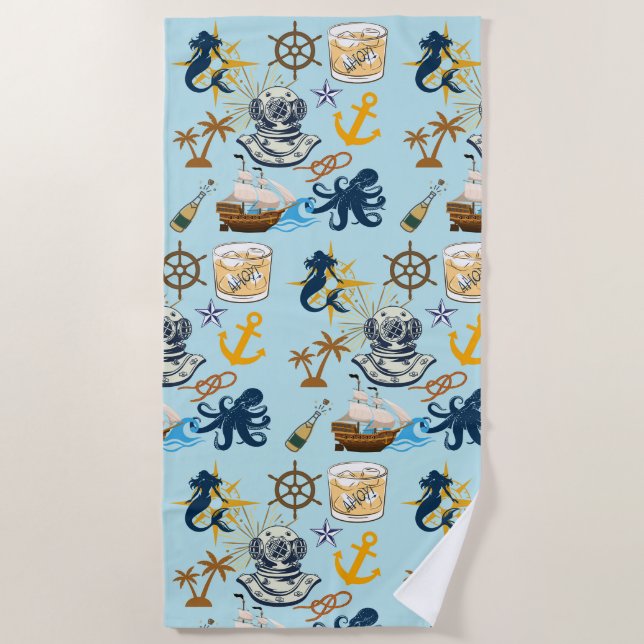 Toalla De Playa Nautical Bachelor Party (Anverso)